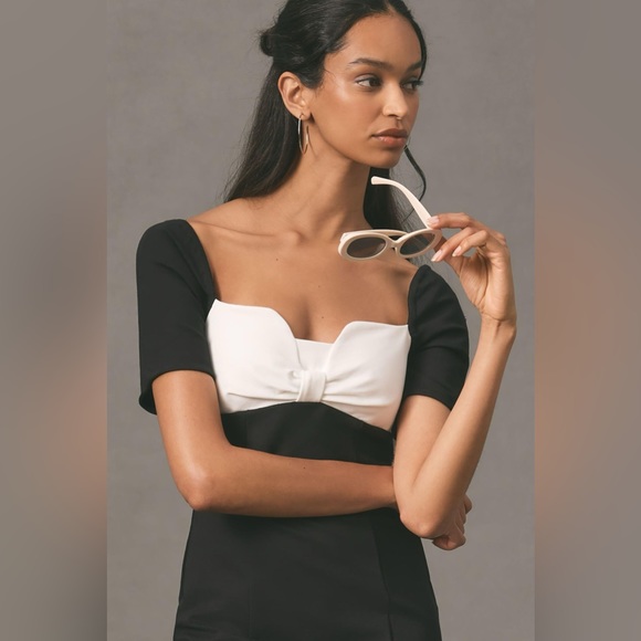 ✨ Anthropologie Bow Shift Mini Dress Sz L - Picture 3 of 5